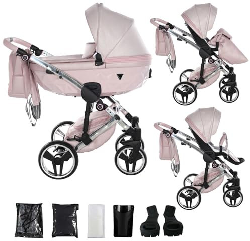 Junama Kinderwagen Diamond Dolce 2in1 3in1 4in1 (01 - Rose, 2in1 mit Adaptern)