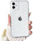 NITITOP Compatible with iPhone 11 Case Clear with Four Corners Cute Bowknot Ribbon Heart Pattern for Women Girls Bow Soft TPU Shock-absorbing Protective Cover - White
