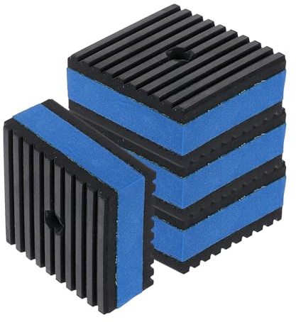 sourcing map 4pcs Anti Vibration Pads for Washing Machine, 2x2x7/8'' | Vibration Damping Pads,Sound Isolation Ribbed Rubber Mats with EVA Center with Pre-Drill Hole, Black/Blue