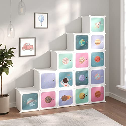 Solivagant Kinderschrank Modular mit 15 Würfeln Weiß PP, Haushaltsbedarf,Aufbewahrung Ordnungssysteme,Kleideraufbewahrung,Schuhregale -schränke, 10.8 kg-340575