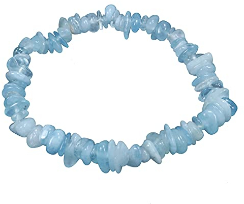 Lebensquelle Plus Aquamarin Splitterarmband | Handgefertigtes Elastisches Stretch Splitter Armband | Echter natürlicher Edelstein (Aquamarin)