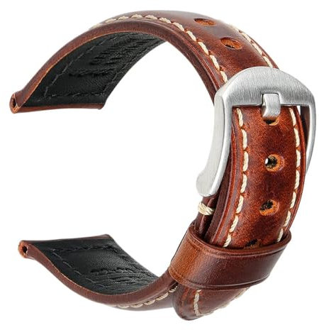 REZERO Uhrenarmband, Echtes Leder Uhrenarmbänder, Ölgewachste Vintage Uhrenarmbänder für Herren, Damen 18mm 19mm 20mm 21mm 22mm 23mm 24mm 26mm