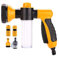 MALAYAS Garden Hose Nozzle - Multifunctional Foam Water Spray Gun - 8 Adjustable Patterns, Built-in Soap Dispenser, Water Saving - Ideal for Car Washing, Garden/Lawn Watering, Pets Washing (Yellow)