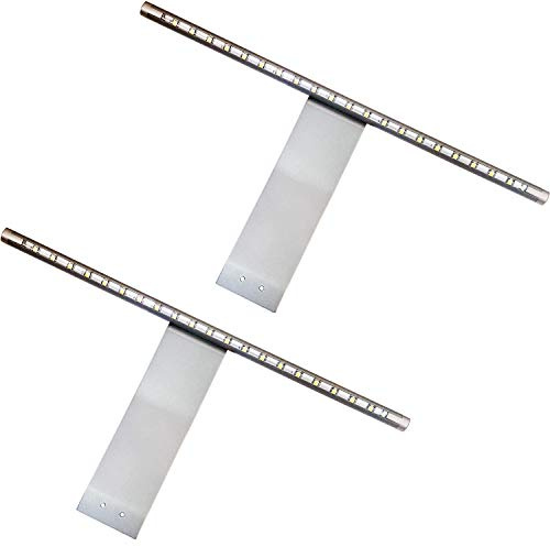 Loops 2 Pack | Over Cabinet LED Light & Driver Kit | Aluminium & Cool White | Kitchen Cupboard Downlight | Bathroom Make-Up Mirror Spotlight | Wardrobe Draers & Unit Lighting | Overhang Reading Lamp