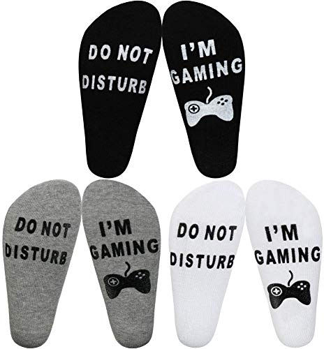 3 Paar Gaming Socken nicht stören Ich bin Lustige Söckchen Baumwollsocken Buchstaben Drucksocken Do Not Disturb I'm Gaming, für Spielliebhaber