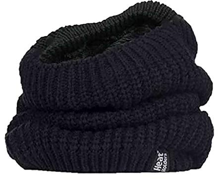 HEAT HOLDERS - Damen Winter Warm Fleece Bunt Strick Groß Nacken Halswärmer (One Size, Black (Chunky))