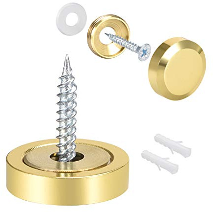 sourcing map Spiegelschrauben, dekorative Abdeckkappen, poliertes Gold, 22 mm, 4 Stück