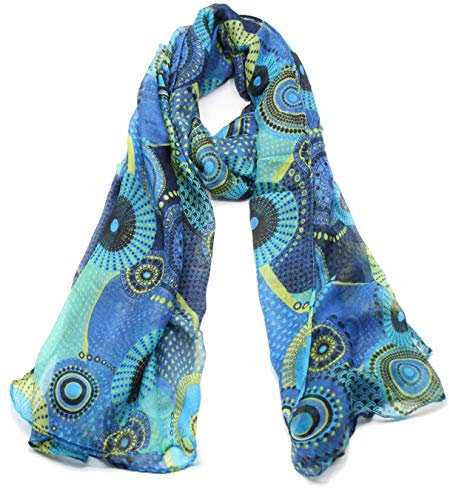 Emma & Giovanni - Schal Tücher Elegant Gedruckt 180cm*80cm - Damen (20-Royalblaue)