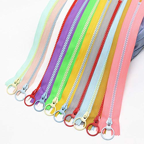 Kunstharz Reißverschluss,30CM Farbige Harz Reißverschluss mit Ring 10 Paket Bunte Coil Reißverschlüsse für Schneider Nähen Handwerk Tasche Kleidungsstück 10 Farben