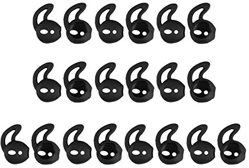 Futheda 10 paia di auricolari in silicone di ricambio per auricolari sportivi, antiscivolo, con gancio anti-goccia, accessori protettivi (nero)