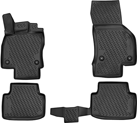 Walser XTR Gummi Fussmatten Auto für VW Passat (B8) 08/2014-2023, 100% passgenaue Auto Fußmatten, robuste Universal Fußmatte Auto, Gummimatten Auto, Auto Fussmatten Gummi, Auto Gummimatten