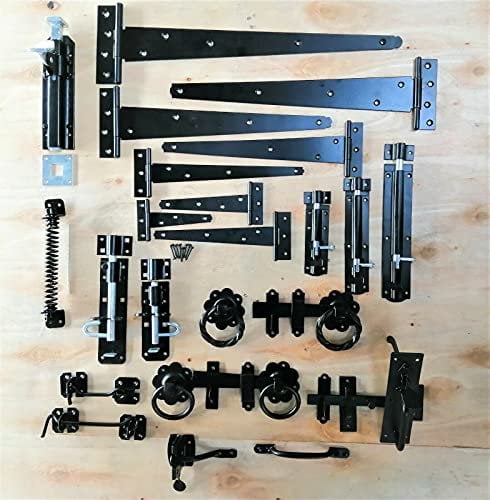 Garden Gate Accessories Metal Fixing Latch T Hinges Spring Closer Bolt Black (4 Barrel Bolt)