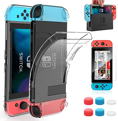 HEYSTOP Hülle Kompatibel mit Nintendo Switch, Gitter Schutzhülle Kompatibel mit Nintendo Switch Zubehör mit Schutzfolie und Griff Cover Case Stoßdämpfung und Anti-Scratch