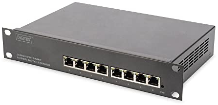 DIGITUS Gigabit Ethernet Switch - 10 pulgadas - 8 puertos - L2+ Managed - VLAN, Link Aggregation & Port Control - Negro