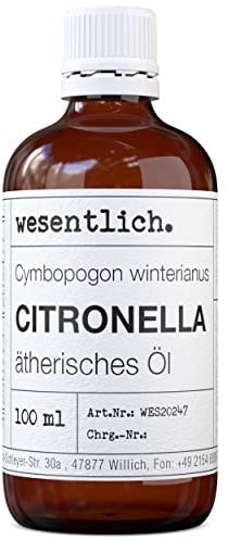 wesentlich. Citronella Öl - ätherisches Öl - 100% naturrein (Glasflasche) - u.a. für Duftlampe und Diffuser 100ml