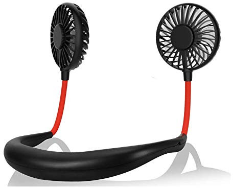 ANYPOWK Portable Neck Fan, USB Rechargeable Fan with 3 Speeds Adjustable, Neck Fans Portable Rechargable Prime with LED Lights - Black