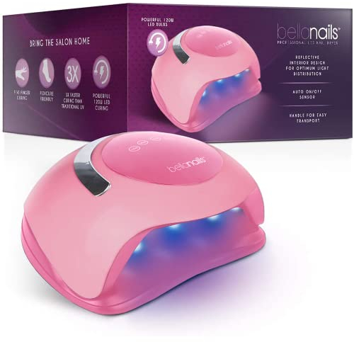 BELLANAILS Professional LED Gel Nail Lamp for Home or Salon Use, Gel Nail Polish Dryer, 3X Faster Than Traditional UV Nail Lamp Nail Dryer Curing Lamps, 4 Time Presets, 120 W (Pink)