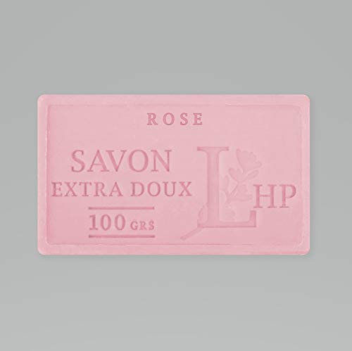 PRODUIT DE PROVENCE - ROSE - SAVON DE MARSEILLE EXTRA DOUX 100 G - DÉLICAT PARFUM NATUREL DE ROSE - GARANTI SANS PARABEN