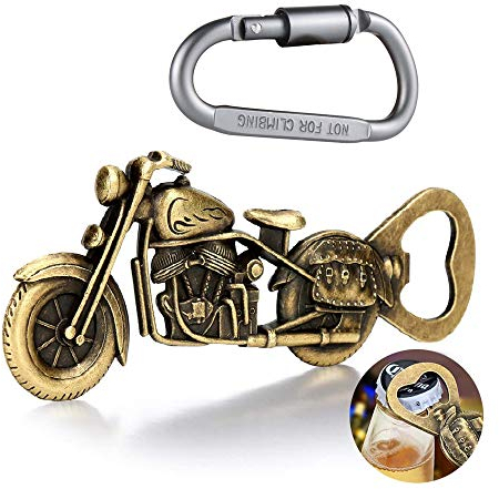 Geschenke für Männer, Vintage Motorrad Bier Flaschenöffner, männer geschenke for Papa Opa Weihnachten, Barkeeper Bierflaschenöffner für Bar Party, Motorrad-Bier geschenk mit Karabiner Schlüsselbund