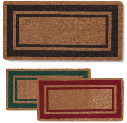 parpyon® Zerbino ingresso casa esterno Classico CM 40X80 in Cocco Naturale con fondo ANTISCIVOLO Tappeto entrata per esterno ed interno tappeti moderni (CM 40X80, Bordo-2M)