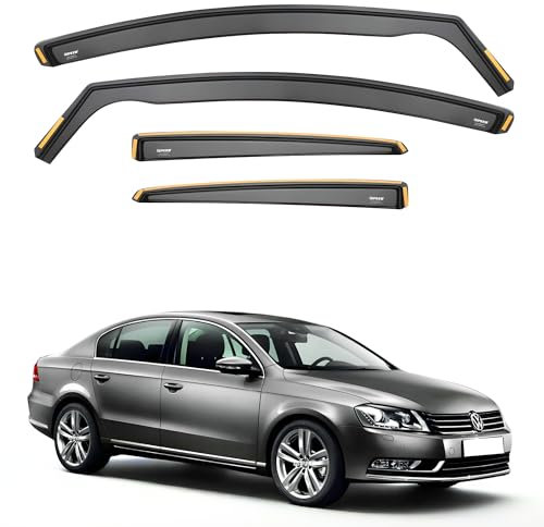 iSpeed Wind Deflectors For VW Passat B6 B7 2005-2014 4 Door Saloon 4pc - Keep Your Car Ventilated in Rain - Reduce Wind Turbulence - Tinted In-Channel Type