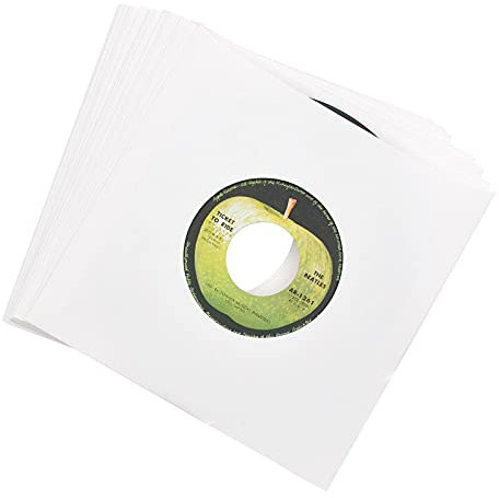 20 Heavyweight Acid Free White Kraft Paper Inner Sleeves with Hole for 7'' Record Vinyl