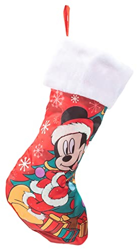Kurt S. Adler Mickey Mouse Weihnachtsstrumpf – Offiziell lizenziert – Weihnachtsmann-Anzug Urlaub hängende Dekoration, Rot/Ausflug, einfarbig (Getaway Solids), 19in