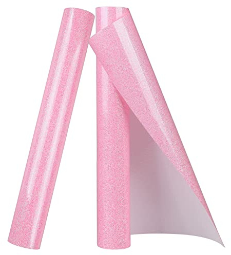 TORC Pink Glitter HTV Heat Transfer Vinyl 2 Rolls Iron on Vinyl for T Shirts Crafts 12 inch x 5 ft