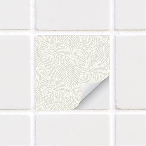 Alwayspon Piastrelle adesive impermeabili in vinile, staccabili e incollate, autoadesive, per cucina, bagno, soggiorno, stile boho, 15 x 15 cm, 25 pezzi, beige