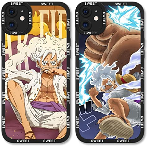Eouine 2 Stück Handyhülle für Apple iPhone 11 Hülle 6.1'' Anime Jungs Gear 5 Nika Monkey D Schutzhülle Manga Cool Muster Case All Inklusiv Linsen Design Stoßfest TPU Silikon Cover für iPhone 11