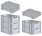 PROREGAL SparSet 5x Eurobox NextGen Grip mit Auflagedeckel & 4 blauen Schiebeschnappverschlüssen, HxBxT 22x40x60cm, 44 L, Grau, Griffe offen, Eurobehälter, Transportbox