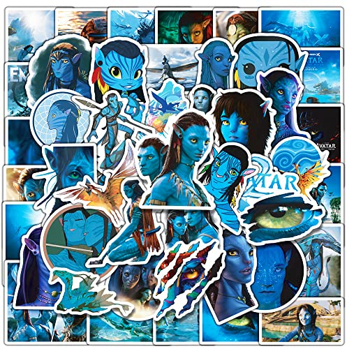 50 Stück Avatar Aufkleber Coole Cartoon Movie Sticker für Laptop Fahrrad Scrapbook Gepäck Auto Motorrad Koffer Skateboard Gitarre,Vinyl wasserdichte Blauer Aufkleber für Jugendliche Erwachsene