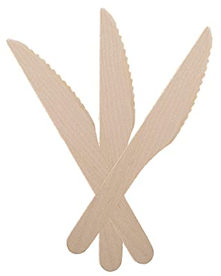 1Above 100Pk Disposable Wooden Cutlery Set, 100% Natural and Biodegradable, Eco-Friendly Cutlery Set for Wedding, Office and Party Picnic (Knives)