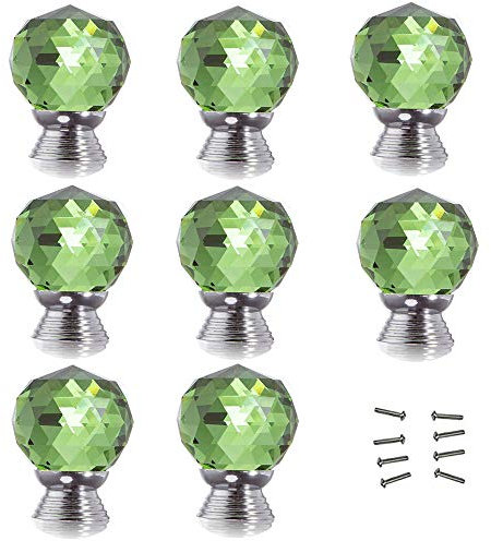 40 mm, 8 Stück, rot, rautenförmig, Kristallglas, Schrankknauf, Schrank- und Schubladengriff, ideal für Schränke, Küchen- und Badezimmerschränke, Fensterläden, Kleiderschrank (grün)