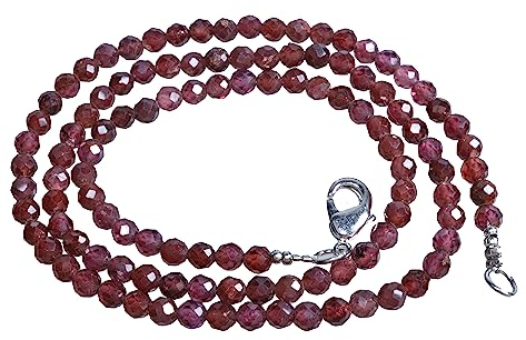 Lebensquelle Plus I Granat Perlenkette facettiert I 45cm I Hochwertige Edelsteinkette mit Verschluss
