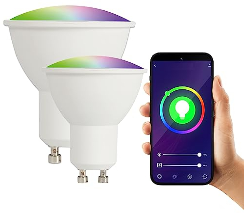 XCOAST GU10 Smart Strahler, LED Spot, RGBW, Dimmbar, Energieverbrauchsmonitor, Timer, kein Hub, Warmweiss und Kaltweiss, Alexa Lampe, 400LM / 40Watt, Spracheingabe, 2er Pack