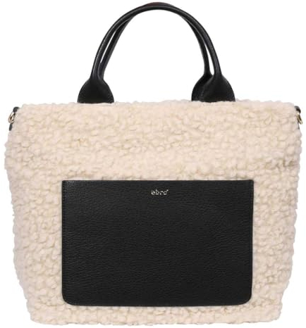 ABRO Unisex Shopper Raquel Small Tasche, Elfenbein/Schwarz