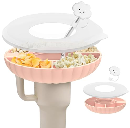 Stanley Silicone Snack Bowl for Stanley Tumbler Accessories, 40 oz with Straws Cover (Pink)