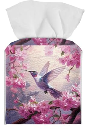 Viewamoon Kolibri Taschentuchbox, PU-Leder, modern, schlicht, würfelförmig, 13 x 13 x 14 cm, für Zuhause/Büro/Auto-Dekoration