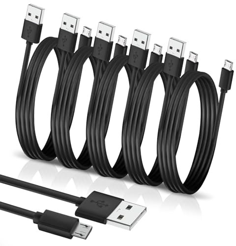 BRENDAZ {5 Pack Micro USB Cable for Charging & Data Transfer Smartphones, Cameras, Gaming Controllers - High Speed Data Transfer Cable for All Android Phones. (15-Feet)