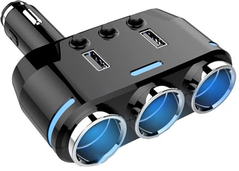 Cigarette Lighter Adapter USB Charger, Car Charger Adapter with 12v Extension Lead USB Multi Socket,Double/Dual Cigarette Lighter Splitter Plug with 2 Port Phone Fast Charge for 12-24V Vehicles