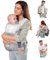 Mobiclinic® kids, Babytrage, 6 in 1, Moley, Mehrpositionale, Faltbar, Reißverschlusstasche, Flaschenhalter, Weiches premium-baumwolle, 0-36 monate, Für neugeborene und kinder (grau)