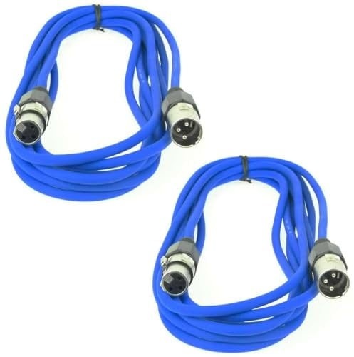 Paccs 2 Stück 5 m Mikrofonkabel Blau XLR Stecker male auf XLR Buchse female - Symmetrisch Audio Kabel DMX OFC-Kupfer