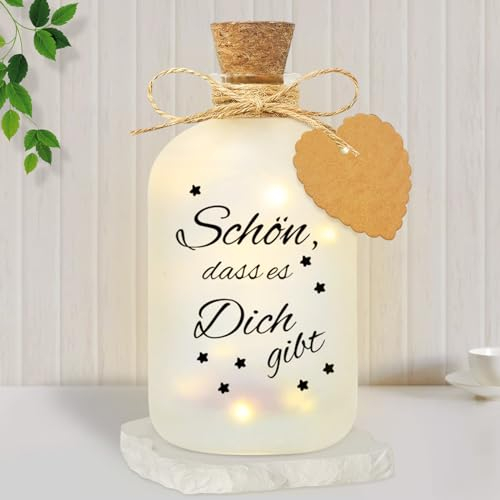 LED Flaschenlicht mit Spruch - Schön, DASS es Dich gibt, Geschenke für Frauen, Hochzeitsgeschenk, Dekoflaschen Licht, Flaschen Lichterkette, Valentinstag Weihnachten Geschenk Freundin Geburtstag