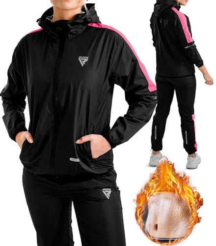RDX Costume Sauna, Anti-Déchirure Survêtement avec Capuche, REACH OEKO TEX 100 CERTIFIÉ Combinaison Sudation Fitness Sweat à Capuche, Minceur D’entraînement Perte Poids Suit Sport Femme