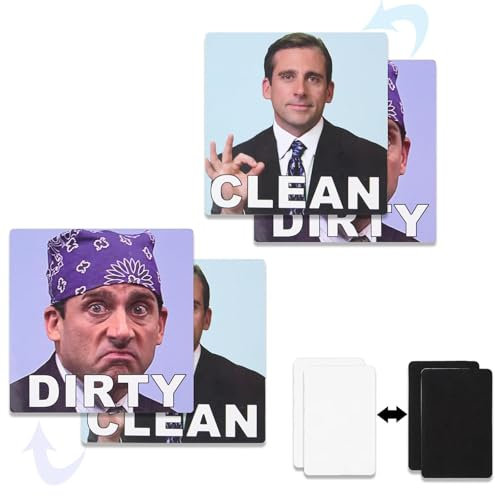 2pcs Clean and Dirty Magnet,Reversible Dish Washer Sign Indicator,Double Sided Magnetic Clean Sign for Dishwasher,Dishwasher Magnet Clean Dirty Sign,Clean Dirty Sign for Dishwasher,for Kitchen