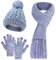 DiaryLook Mütze Schal Winter Handschuhe sets für Damen Strick set Fleece Loop Damen Schals Winterschal Knitted Pom Pom Cap,Purple