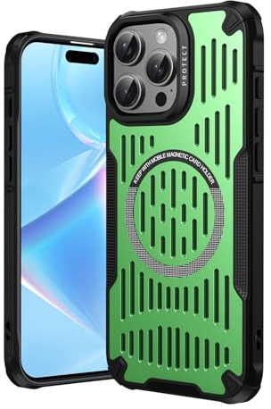 AKABEILA for iPhone 12 Pro/12 Case Heat Dissipation Cooling Compatible with MagSafe Magnetic Fast Charging Case Shockproof 6.1 Inch Green
