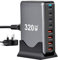 USB C Fast Charger Block, Upgraded 320W GaN III 8-Port PD Charging Station Hub Brick,Laptop Charger Power Adapter Compatible with MacBook Pro/Air,Steam Deck,Dell XPS,iPhone 16/Pro/15/14,Galaxy S24/S23