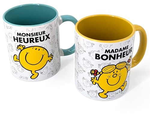 Linnea Lot de 2 mugs Madame MONSIEUR MADAME modèle Bonheur et Heureux
